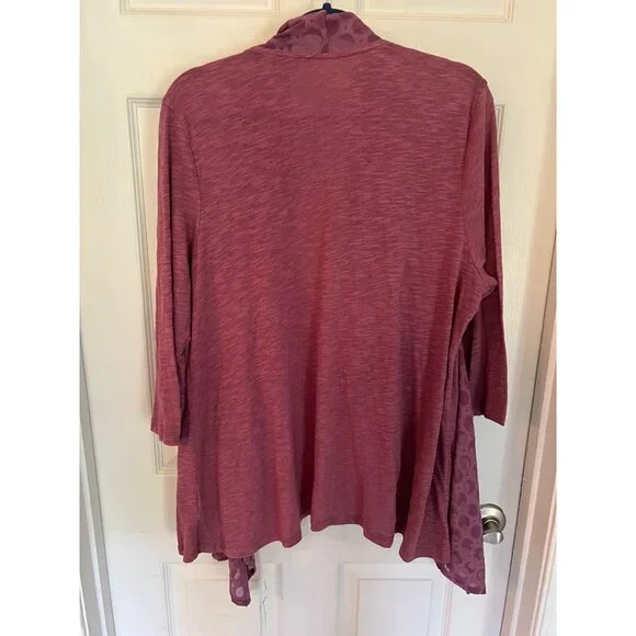 LOGO by Lori Goldstein Purple 3/4 Sleeve Open Cardigan Sweater Size XL - Picture 5 of 6